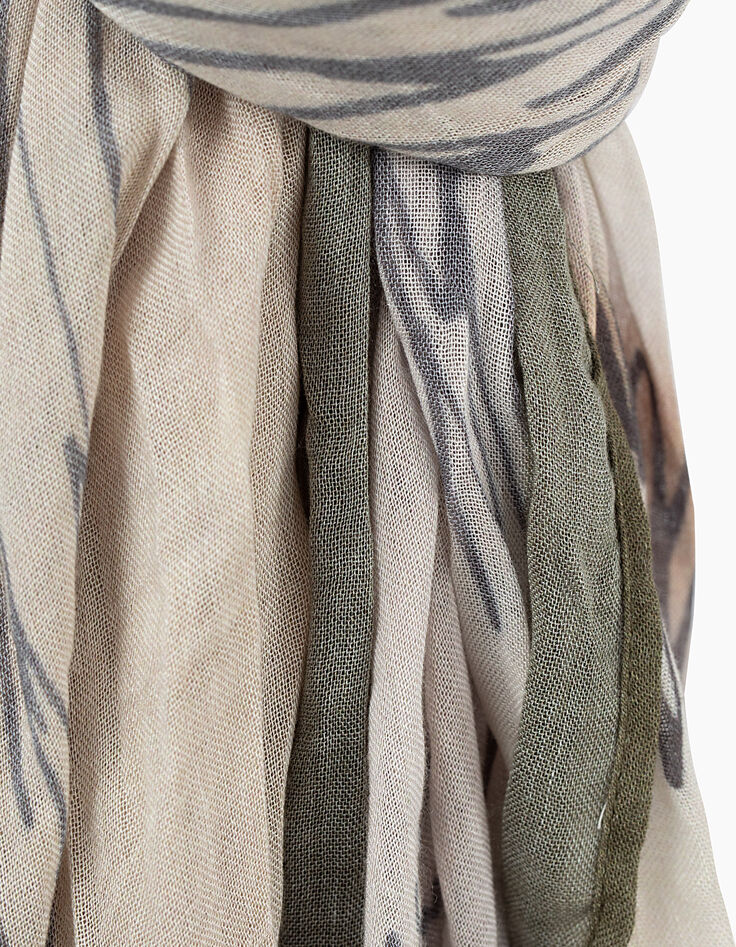 Getupfter Herrenschal in Khaki mit Mona Lisa-Motiv-2