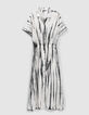 Robe chemise longue noire imprimé tie and dye Femme-6