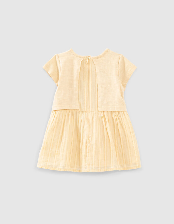 Robe jaune blé bi matière avec bloomer bébé fille-3