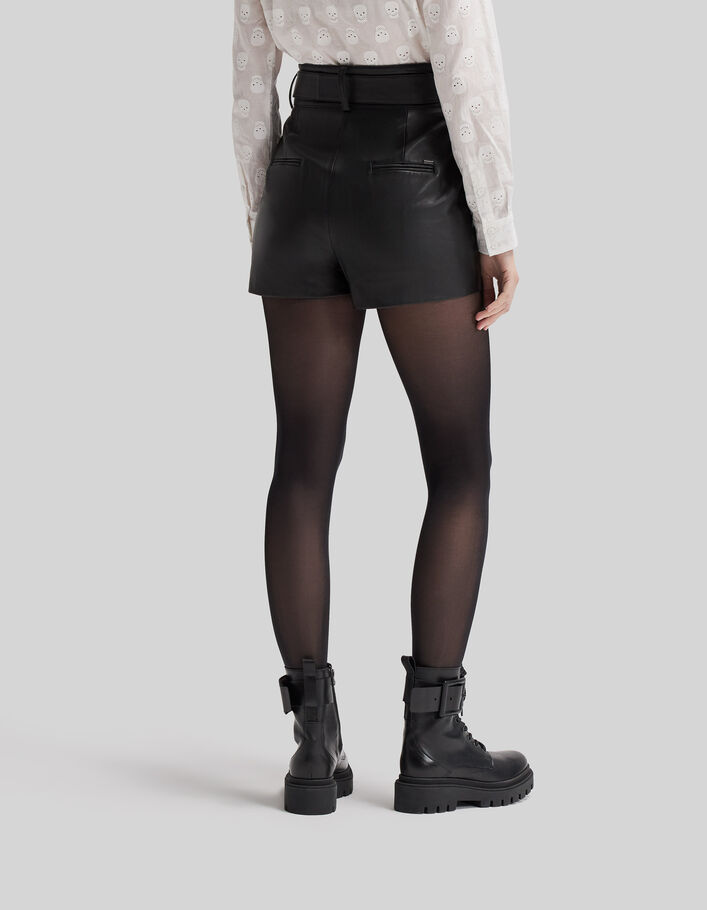 Schwarze Leder-Shorts-3