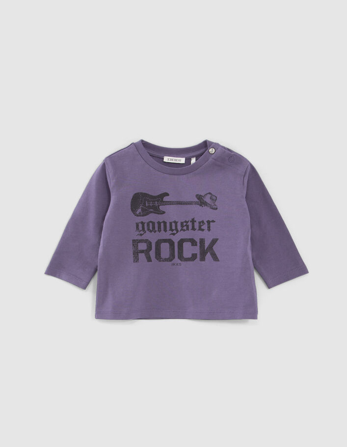 T-shirt violet bio print rock devant et dos bébé garçon-1