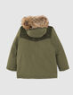Parka 3 en 1 caqui con bomber silver reversible niña-3
