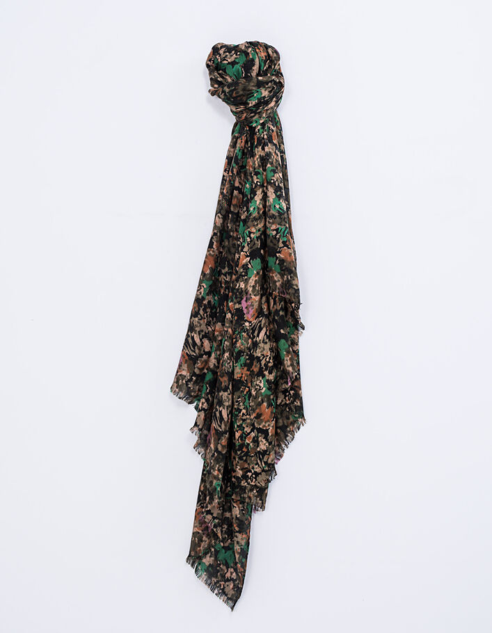 Sjaal bloemencamouflageprint op kaki dames - IKKS