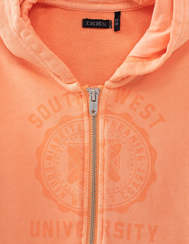 Girls’ apricot Campus-vibe hooded cardigan-2