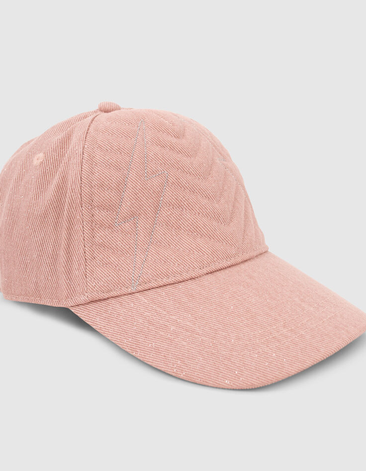 Casquette rose pailleté broderies éclairs fille-6
