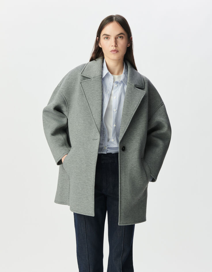 Women’s grey coat with detachable hood-3 Women’s grey coat with detachable hood-3