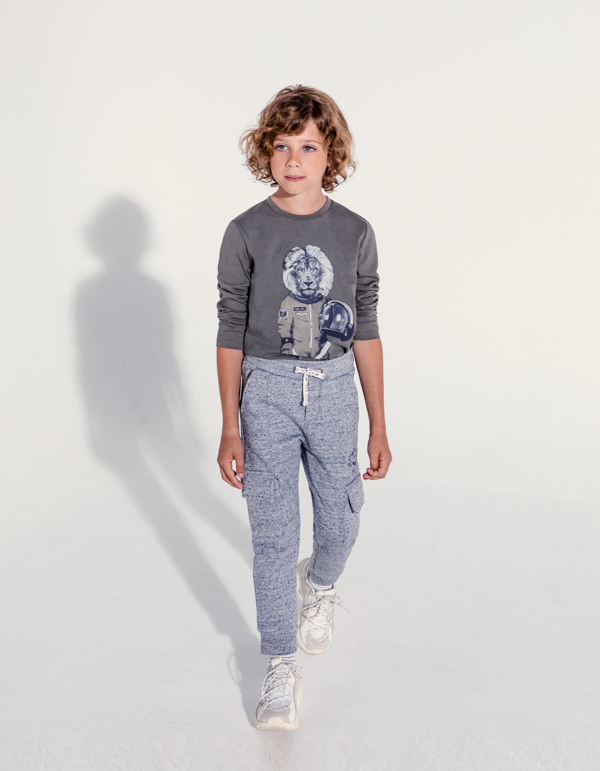 Boys dark grey marl combat joggers IKKS