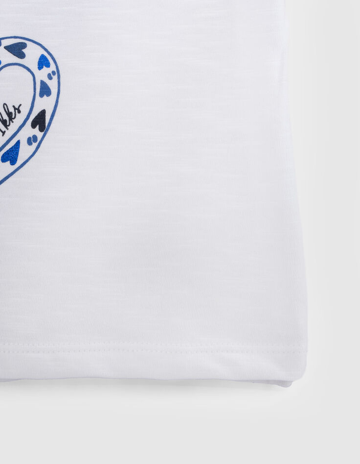 Weißes Mädchen-T-Shirt mit Leopard und Herz-4