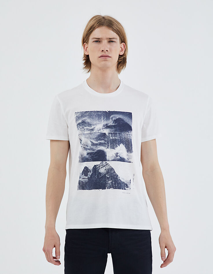 Gebroken wit T-shirt opdruk landschap Heren-2