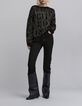 Jersey de mujer en jacquard negro con estampado caqui-1