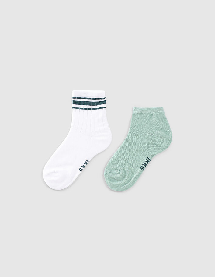 Boys’ aqua and ribbed white socks  - IKKS