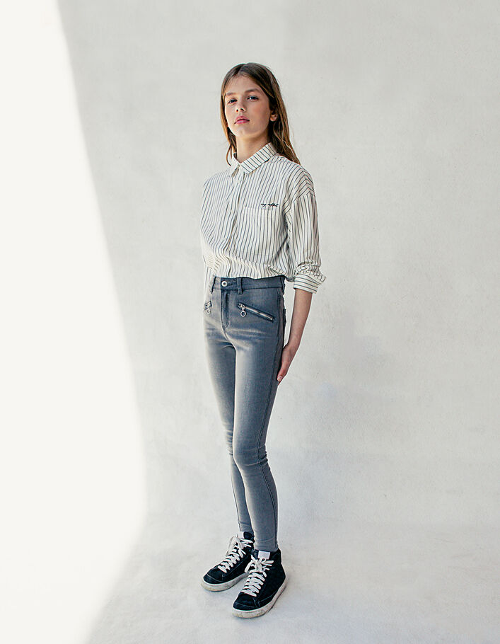 Antracietgrijze skinny jeans ritszakken meisjes - IKKS