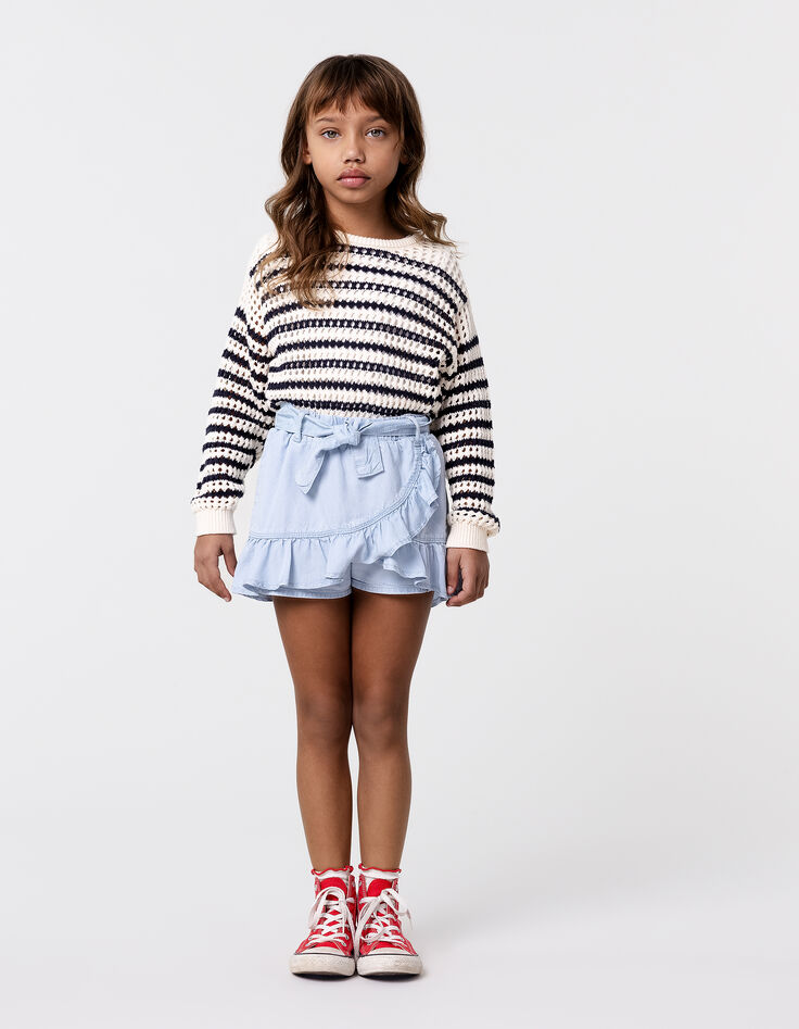 Jupe-short bleue effet portefeuille fille-3