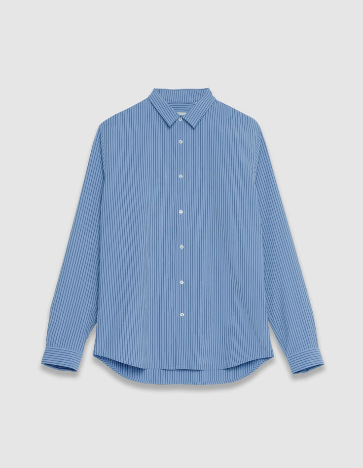 Men's EASY CARE slim blue striped shirt-7