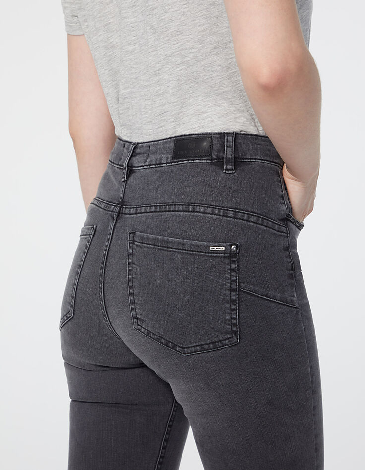Women&rsquo;s high waist slim jeans + buttons woven pockets-5