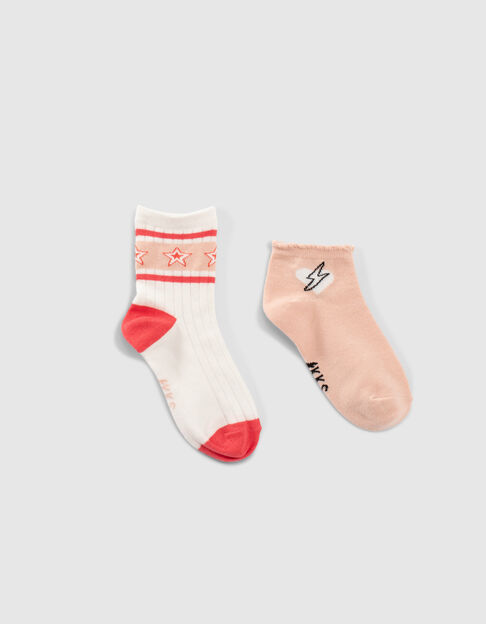 Girls’ pink and white socks