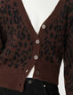 Braune Strickjacke f&uuml;r Damen mit Leopardenmuster-4