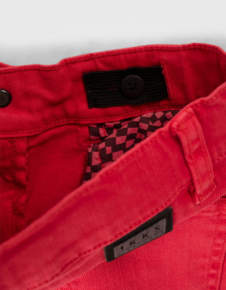 Jean slim rouge blanchi garçon-6