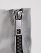 Women's silver leather zipped heeled boots-6