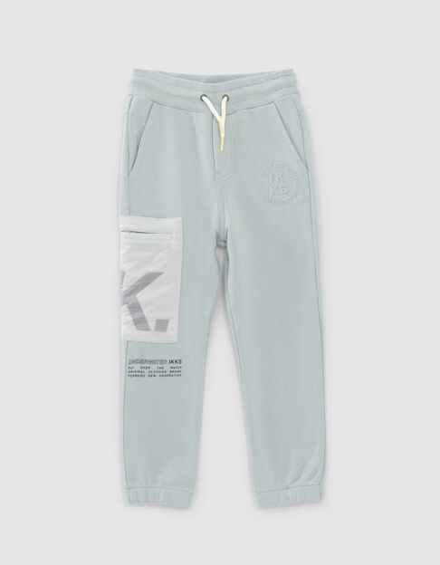 Wassergrüne Jungen-Jogginghose mit Nylongittertasche