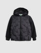Boy's black embroidered nylon two-ply down jacket-1