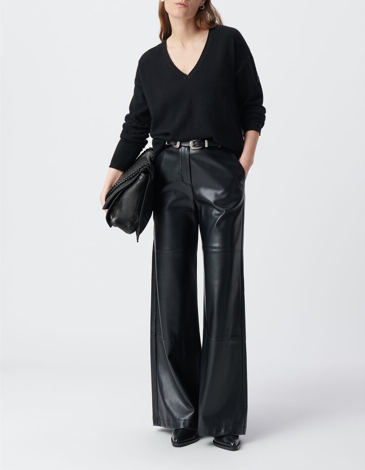 Pantalon noir large esprit rock Femme-7