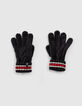 Boys’ dark navy striped knit gloves-1