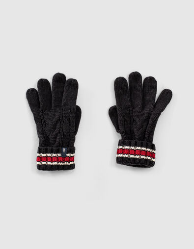 Boys’ dark navy striped knit gloves - IKKS