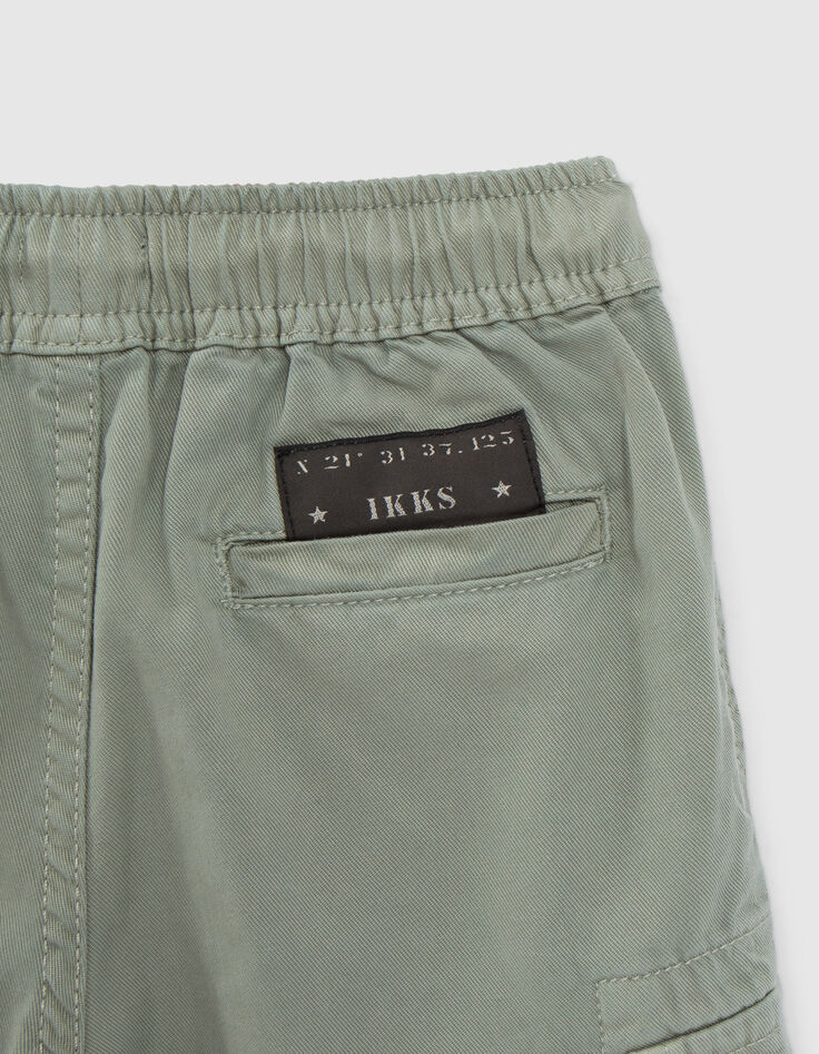 Boys’ khaki CARGO Bermuda shorts with elasticated waist-6