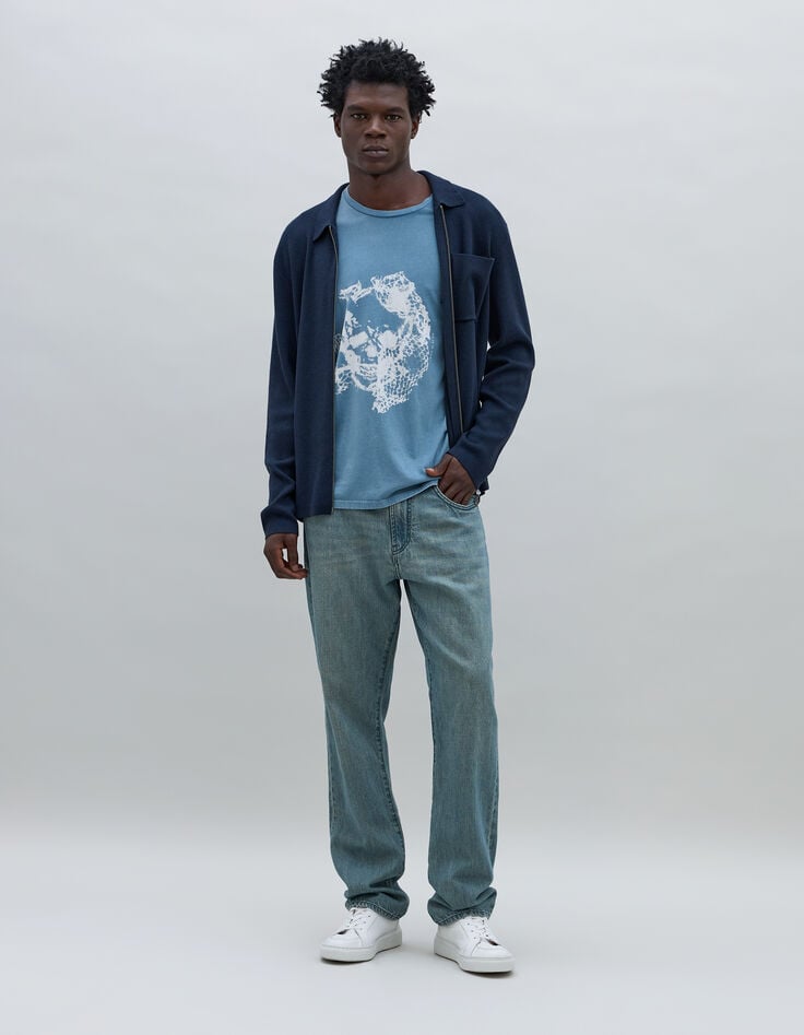 Men&rsquo;s ink knit zip-up cardigan-7