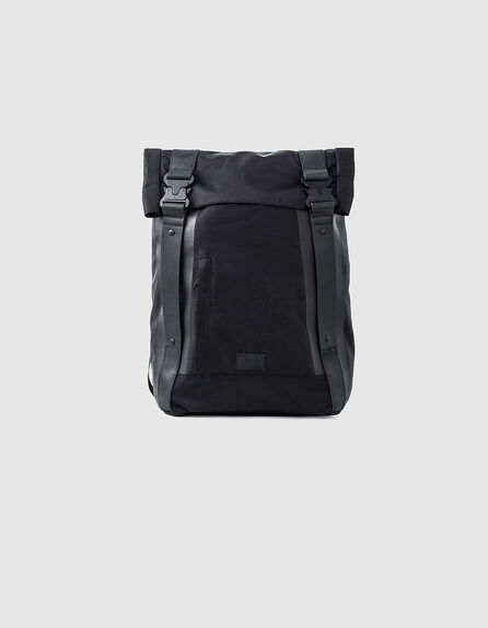 Men’s black dual fabric backpack