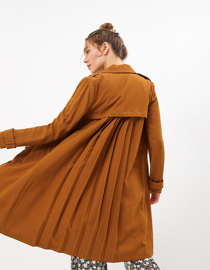 Camelbrauner Trenchcoat mit plissiertem Rücken I.Code-1