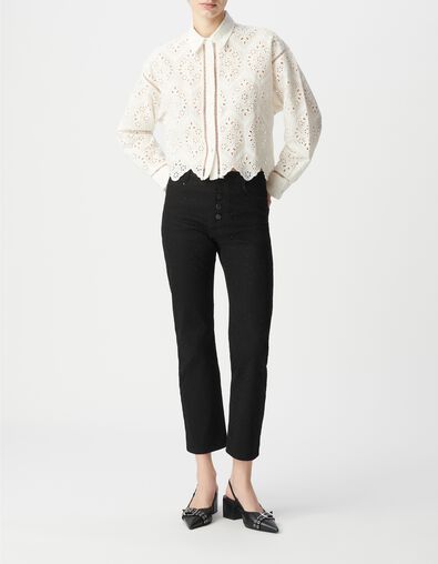 Chemise blanche coton bio broderie anglaise ajour&eacute;e Femme - IKKS