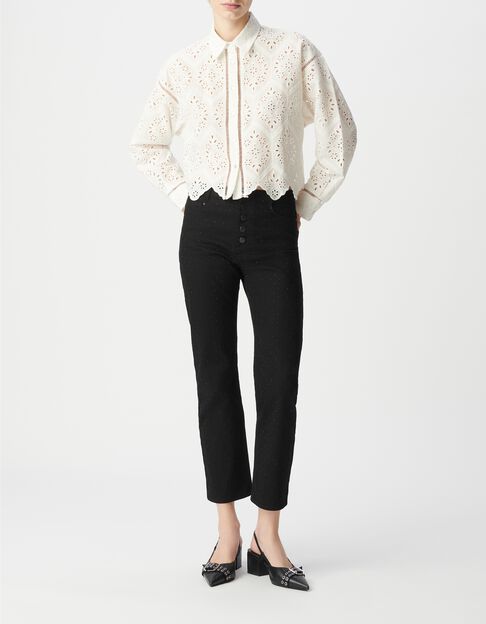 Chemise blanche coton bio broderie anglaise ajour&eacute;e Femme - IKKS