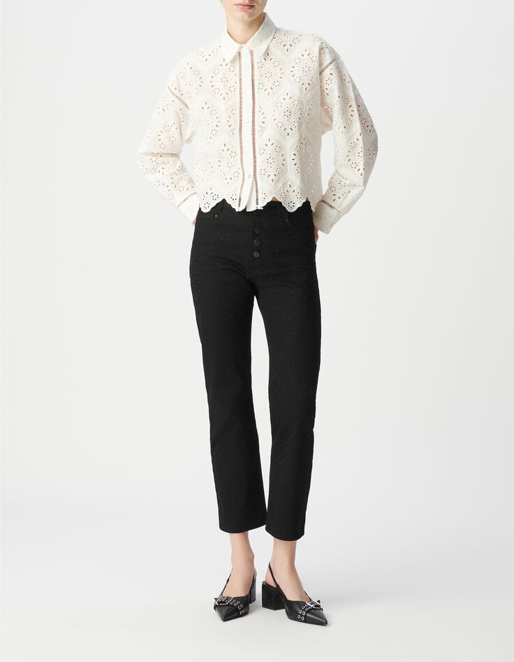 Chemise blanche coton bio broderie anglaise ajour&eacute;e Femme-1