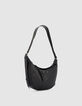 Sac demi-lune noir cuir grain&eacute; Allane taille S Femme -2