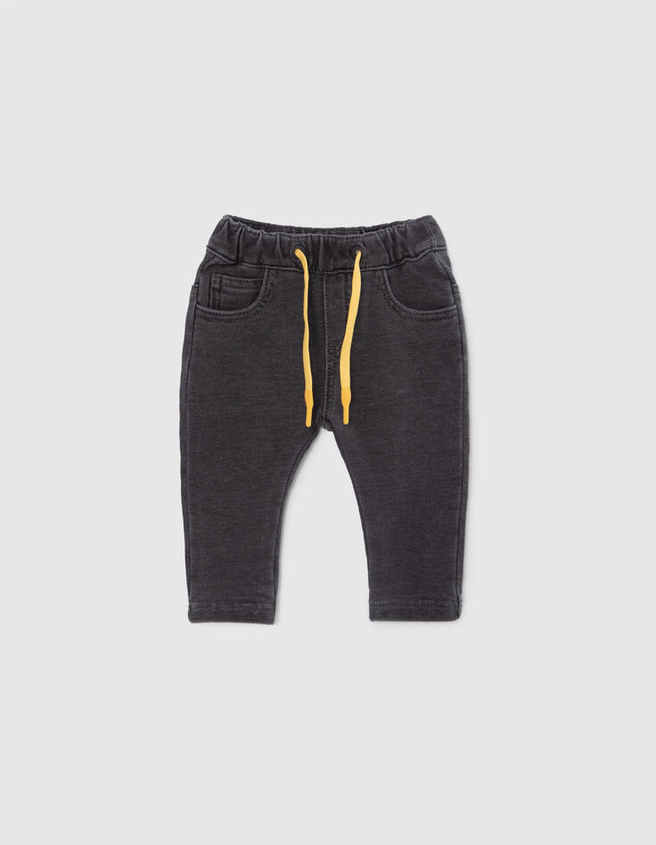 Baby boys’ grey knit trousers with yellow ties-5