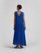 Women’s cobalt recycled waffle fabric long dress-3