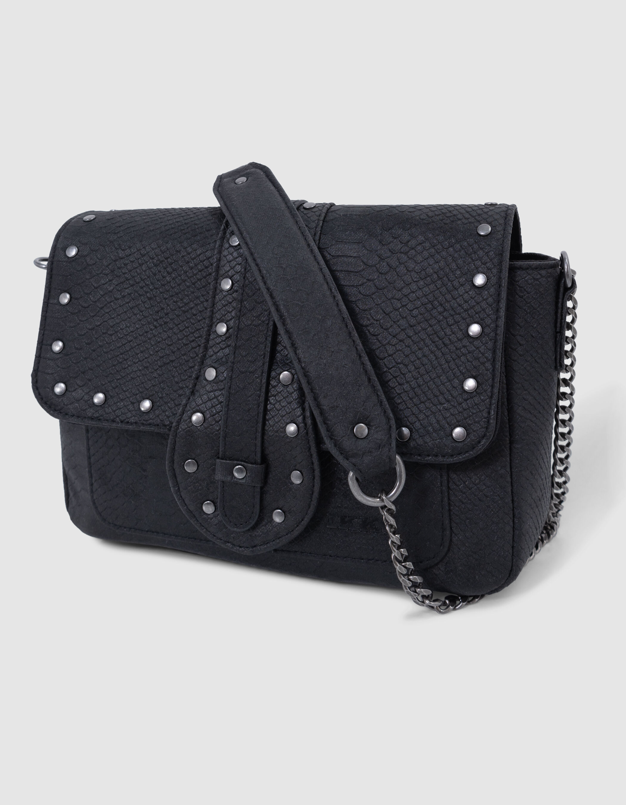 Sac a main noir embossage recycle et clous fille IKKS