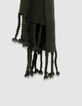 Echarpe kaki tricot à franges Femme-2 Echarpe kaki tricot à franges Femme-2