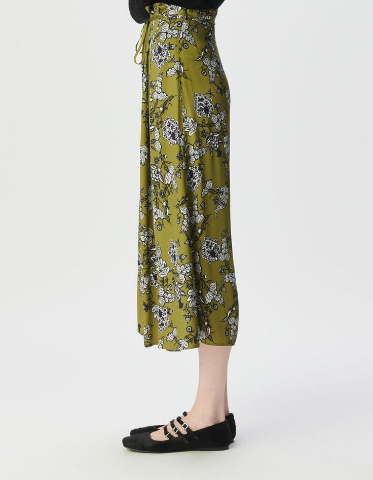 Falda midi verde floral mujer-3 Falda midi verde floral mujer-3