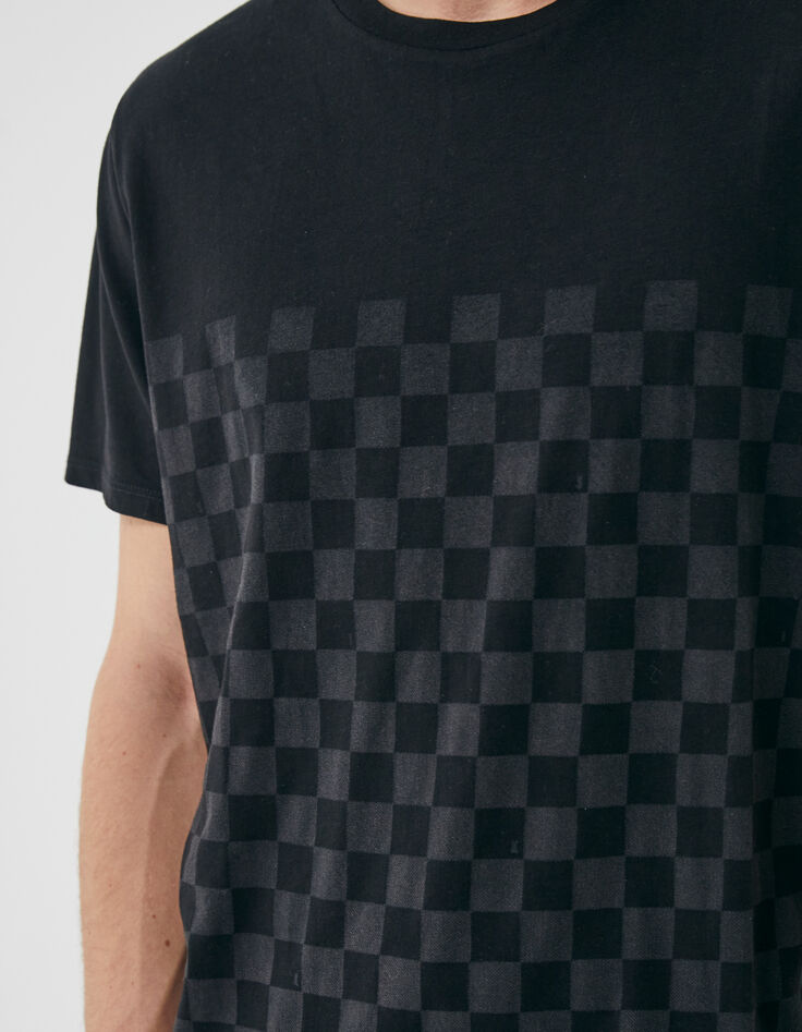 Zwart T-shirt met geblokte print Heren-5