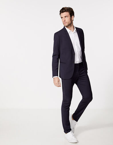 Pantal&oacute;n de traje SLIM marino de rayas finas Hombre - IKKS