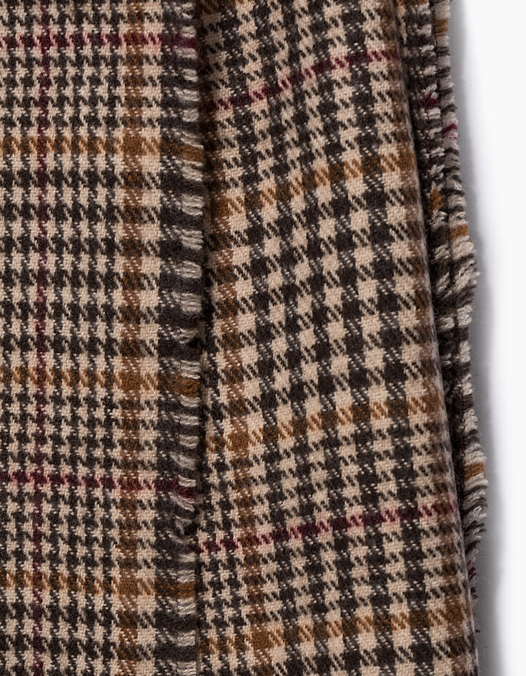 Men’s brown and beige check scarf-3