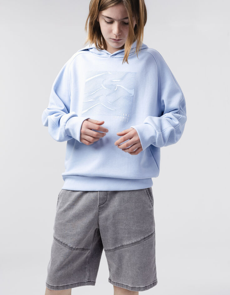 Sweat bleu flocage gomme ondes marines garçon-2