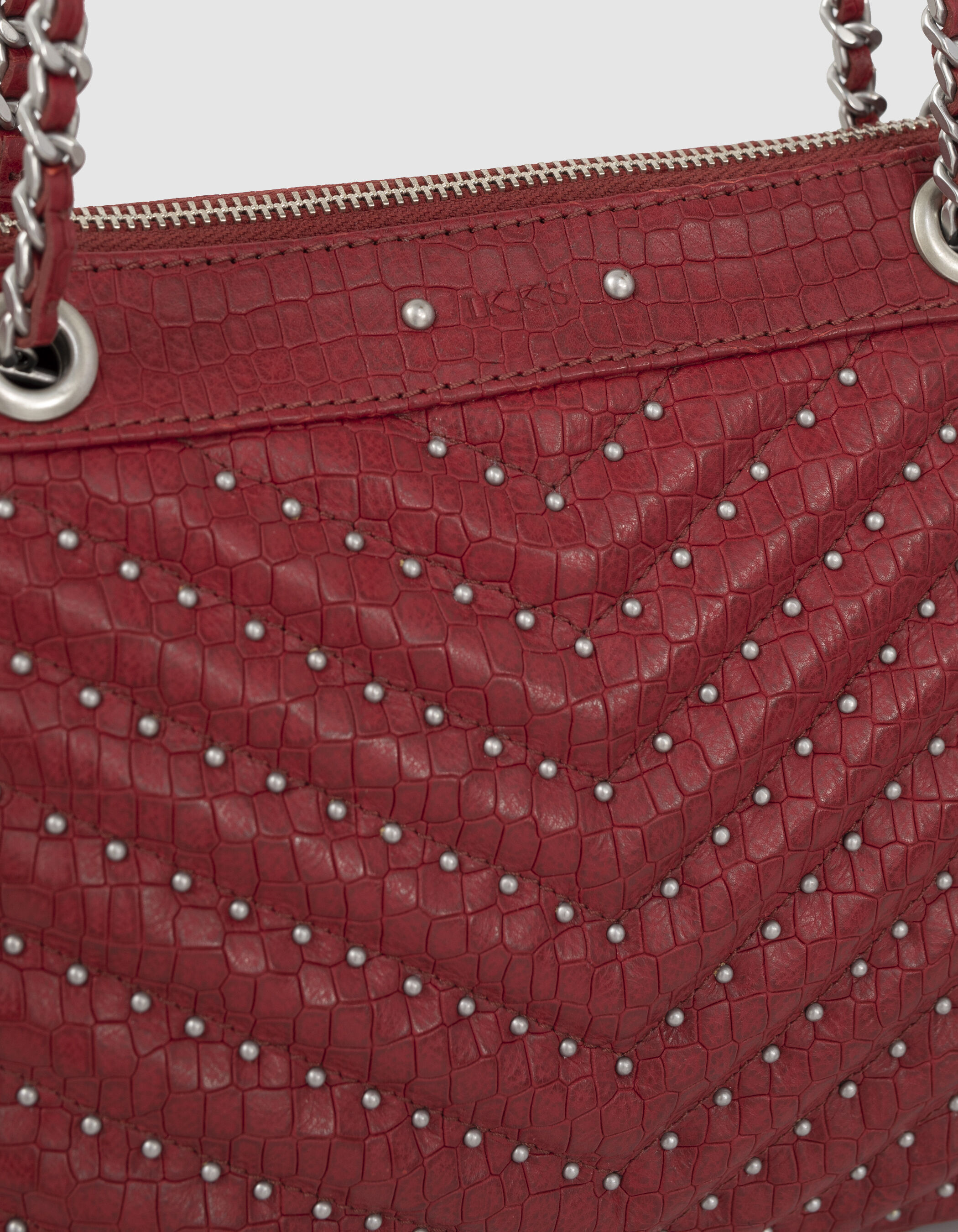 Sac pochette 1440 Reporter cuir rouge embosse croco Femme IKKS
