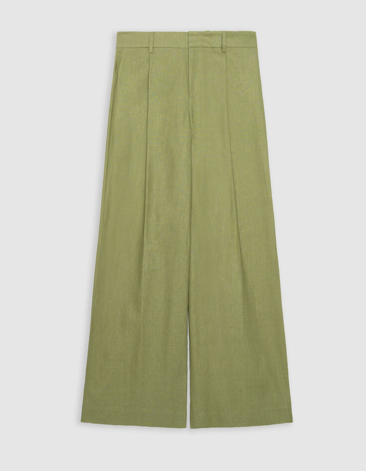 Women's green linen and cotton suit pants-5 Women's green linen and cotton suit pants-5