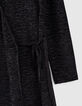 I.Code black textured panne velvet dress-3