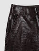 Rechthoekige leren broek met slangenprint Dames-7