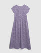 Ecru long dress LENZING™ ECOVERO™ mauve flowers girl-4